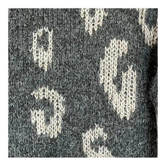 Carole Christian Animal Print Heavyweight Sweater‎ Gray White Women Size Large - Picture 2 of 6